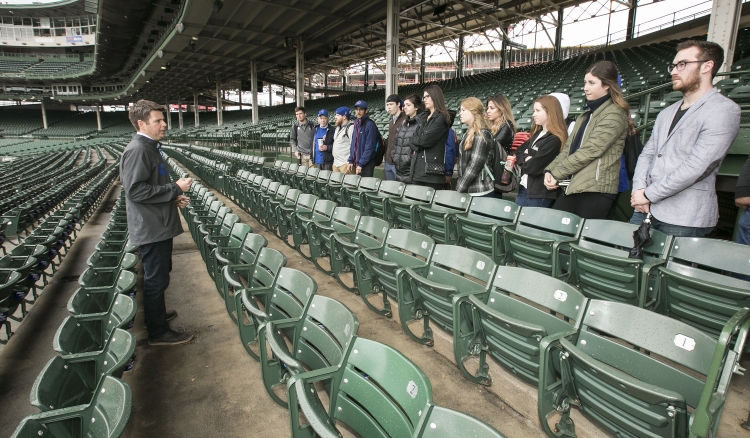 PRAD students at Wrigley. Photo by Jeff Carrion, DePaul University.