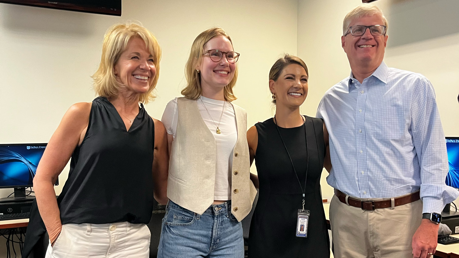 J-Days panelists pose with CJIE Director Lisa Parker and former NBC Executive Frank Whittaker