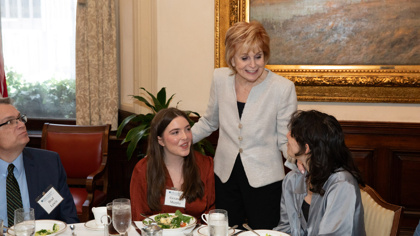 Carol Marin greets guests