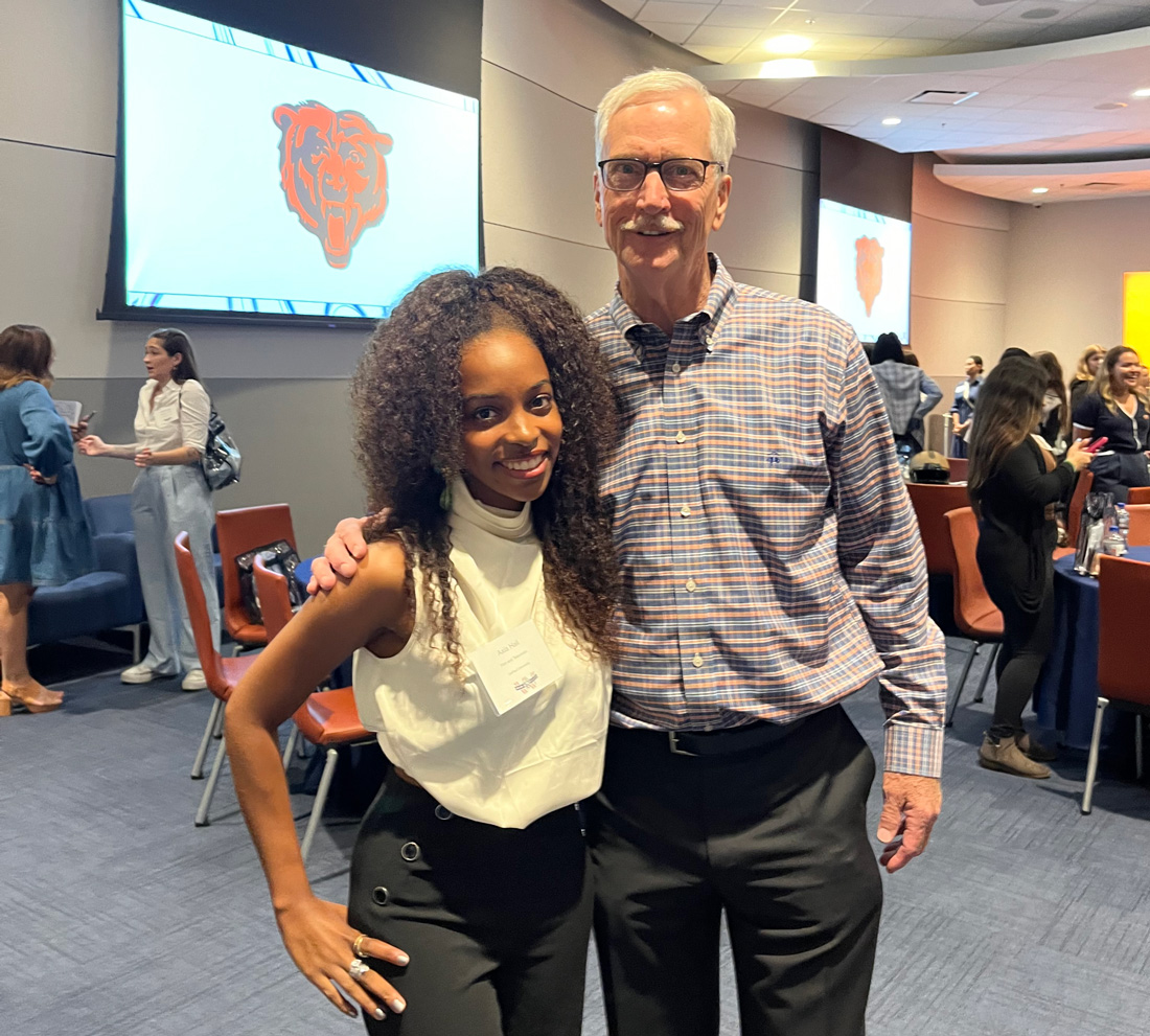 Student Asia Hall with Bears Chairman George McCaskey