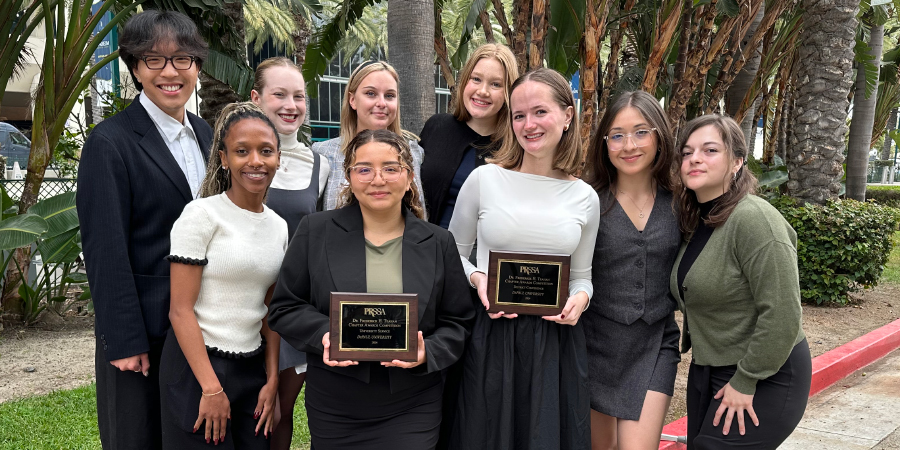 DePaul PRSSA posing with their awards